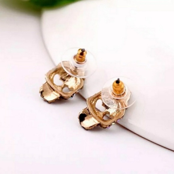 💀last one!🔥 Skull rhinestone earrings - Picture 2 of 3